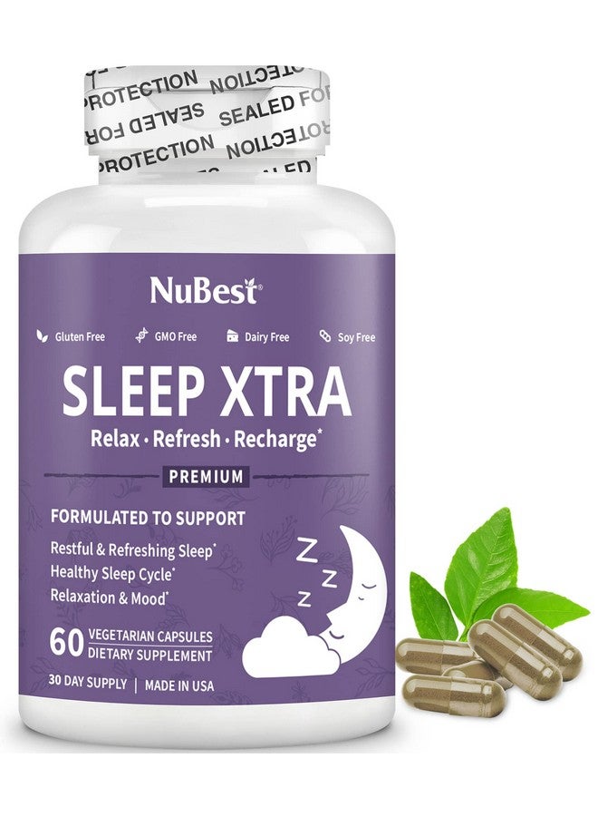 NuBest Sleep Xtra - Supports Healthy Sleep for Adults - Vitamin B6, Melatonin, Ashwagandha, Chamomile, Valerian & More - Non Habit-Forming - 60 Vegan Capsules | 1 Month Supply - Image 1