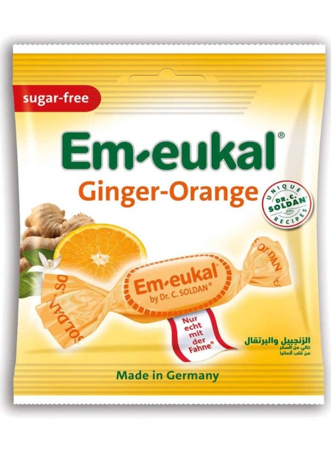 Em-eukal Ginger-Orange Sugar-Free Cough Drops – Herbal Lozenges with Vitamin C for Throat Relief – 50g – Made in Germany - Image 1