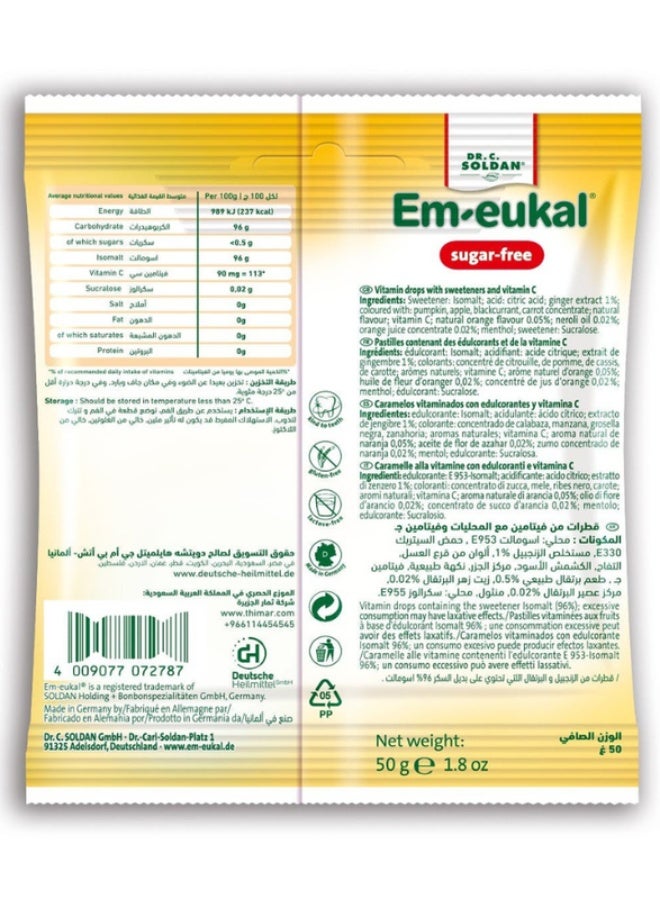 Em-eukal Ginger-Orange Sugar-Free Cough Drops – Herbal Lozenges with Vitamin C for Throat Relief – 50g – Made in Germany - Image 2