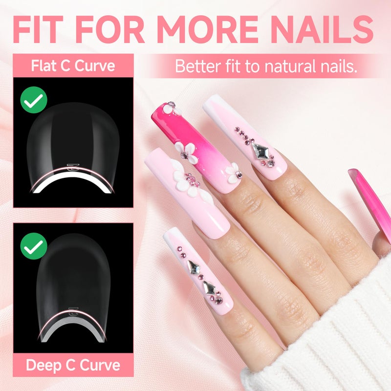 UNA GELLA Long Square Gel Nail Tips XXL: Pre shaped Full Cover Gel Tapered Square Straight Nail Tips 120PCS for Fake False Nails Extensions 12 Sizes DIY Press On Nails No Need File - Image 5