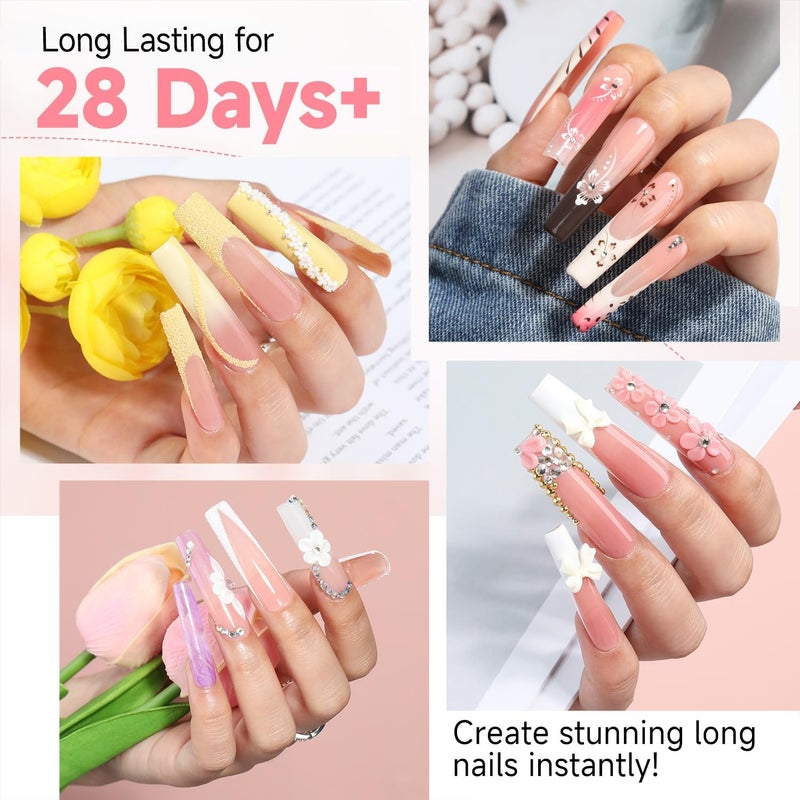 UNA GELLA Long Square Gel Nail Tips XXL: Pre shaped Full Cover Gel Tapered Square Straight Nail Tips 120PCS for Fake False Nails Extensions 12 Sizes DIY Press On Nails No Need File - Image 2