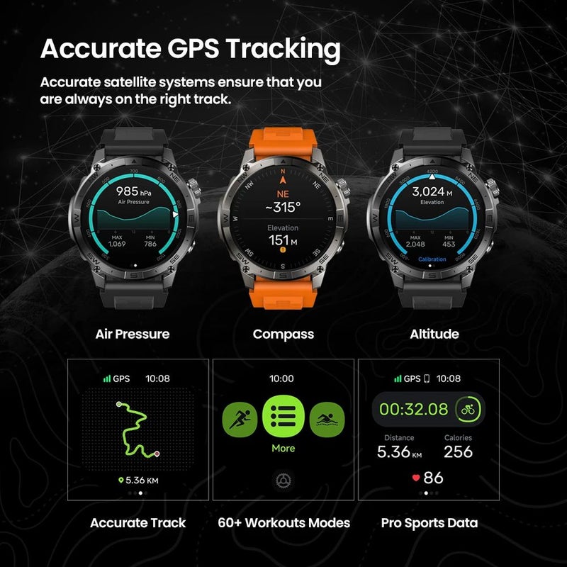 زيبليز ساعة ذكية Zeblaze Stratos 2 Plus - أسود - Image 3