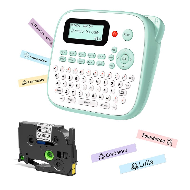 EazeID Label Maker for Kids, Desktop Label Maker Machine Labels-Waterproof, D210S Handheld Labeler Machine with Tape-12mm 0.47 Laminated White, Multiple Symbols for Home Office School Kids Teachers Gifts - Image 1