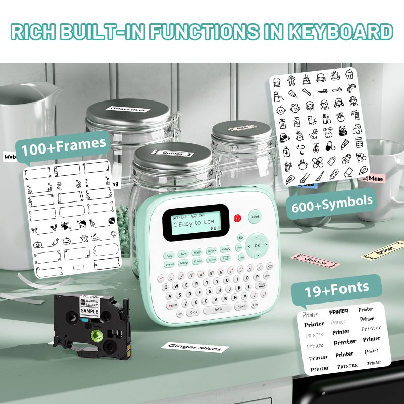 EazeID Label Maker for Kids, Desktop Label Maker Machine Labels-Waterproof, D210S Handheld Labeler Machine with Tape-12mm 0.47 Laminated White, Multiple Symbols for Home Office School Kids Teachers Gifts - Image 5