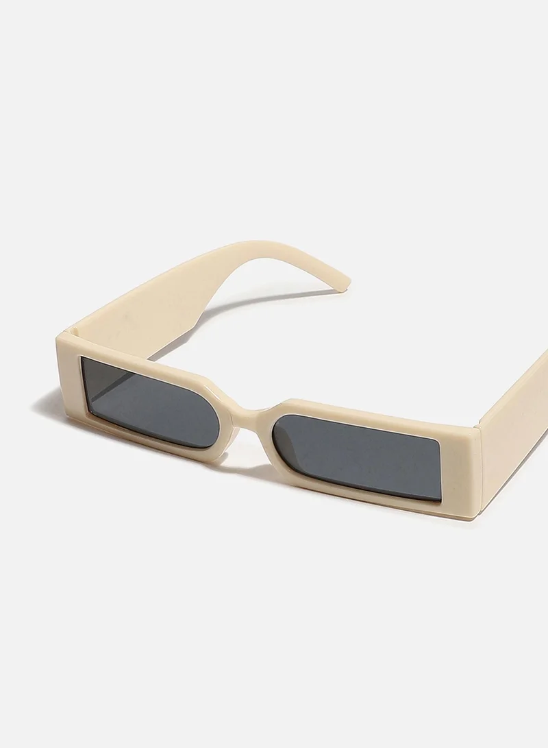 Haute Sauce Beige Rectangular Sunglass