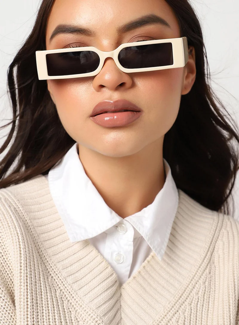 Haute Sauce Beige Rectangular Sunglass