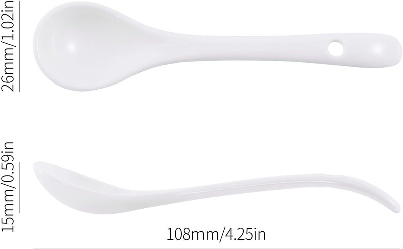 Mosuji 6-Pack Small Porcelain Salt & Spice Spoons, Traditional White Condiment Spoons – 11cm(4.4inch) - Image 2