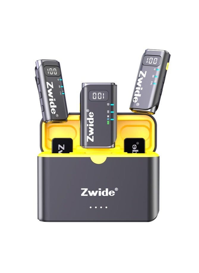 Zwide Zwide Wireless Lavalier Microphone System with Charging Case M4(1to2)+C4, 3 Levels Noise Cancellation, Compact Mini Lapel Mics with Magnetic Clip for DSLR/SLR Camera/Camcorder/iPhone/Android Phones  - Image 1