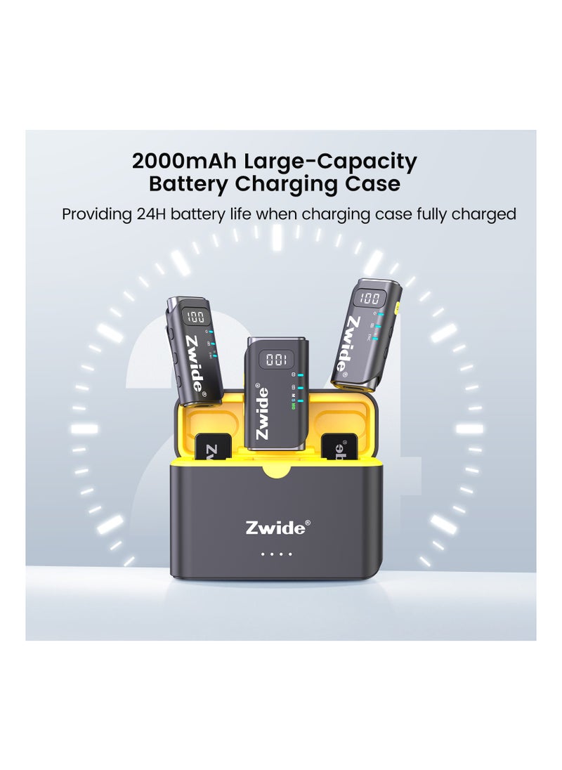 Zwide Zwide Wireless Lavalier Microphone System with Charging Case M4(1to2)+C4, 3 Levels Noise Cancellation, Compact Mini Lapel Mics with Magnetic Clip for DSLR/SLR Camera/Camcorder/iPhone/Android Phones  - Image 3