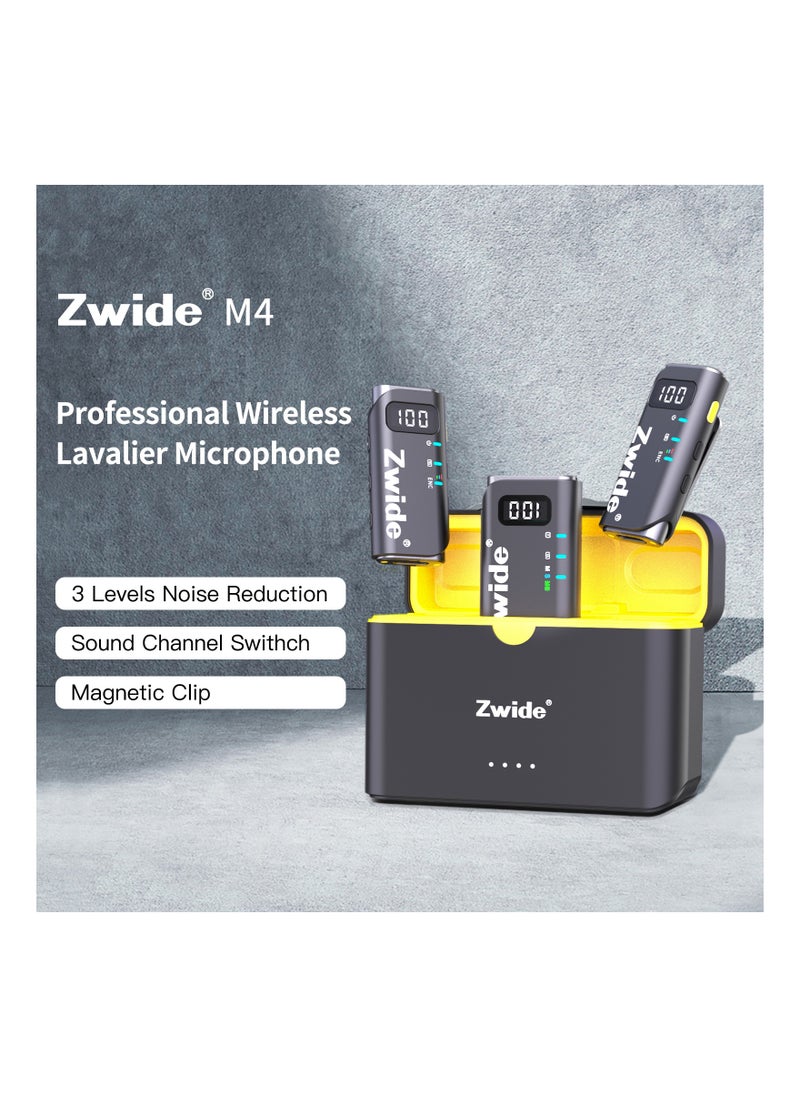 Zwide Zwide Wireless Lavalier Microphone System with Charging Case M4(1to2)+C4, 3 Levels Noise Cancellation, Compact Mini Lapel Mics with Magnetic Clip for DSLR/SLR Camera/Camcorder/iPhone/Android Phones  - Image 5