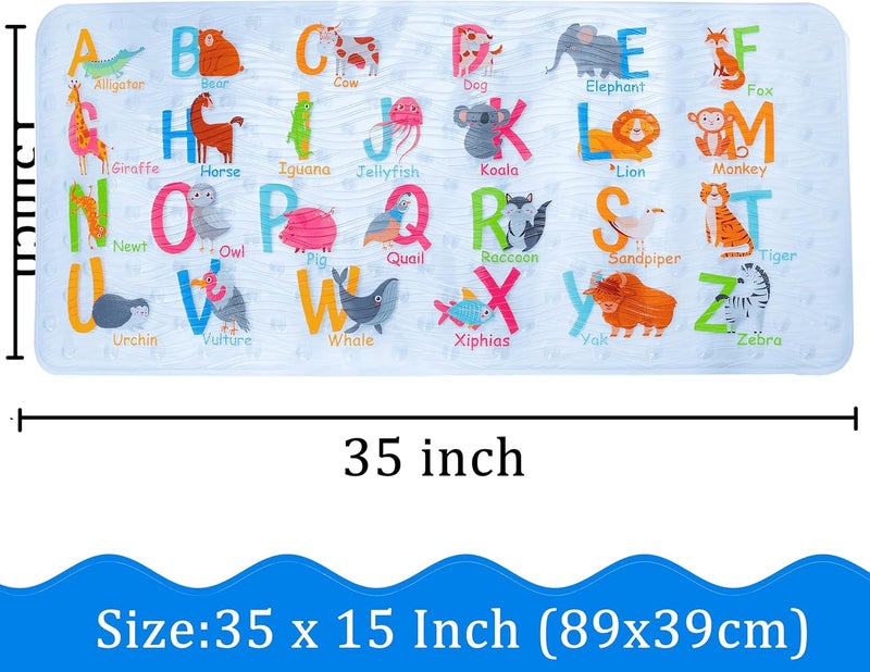 BEEHOMEE Bath Mats for Tub Kids,Baby Toddler - Large Cartoon Non-Slip Bathroom Bathtub Anti-Slip Shower Mats for Floor 35x15,Machine Washable XL Size Bathroom Mats (Alphabet) - Image 4
