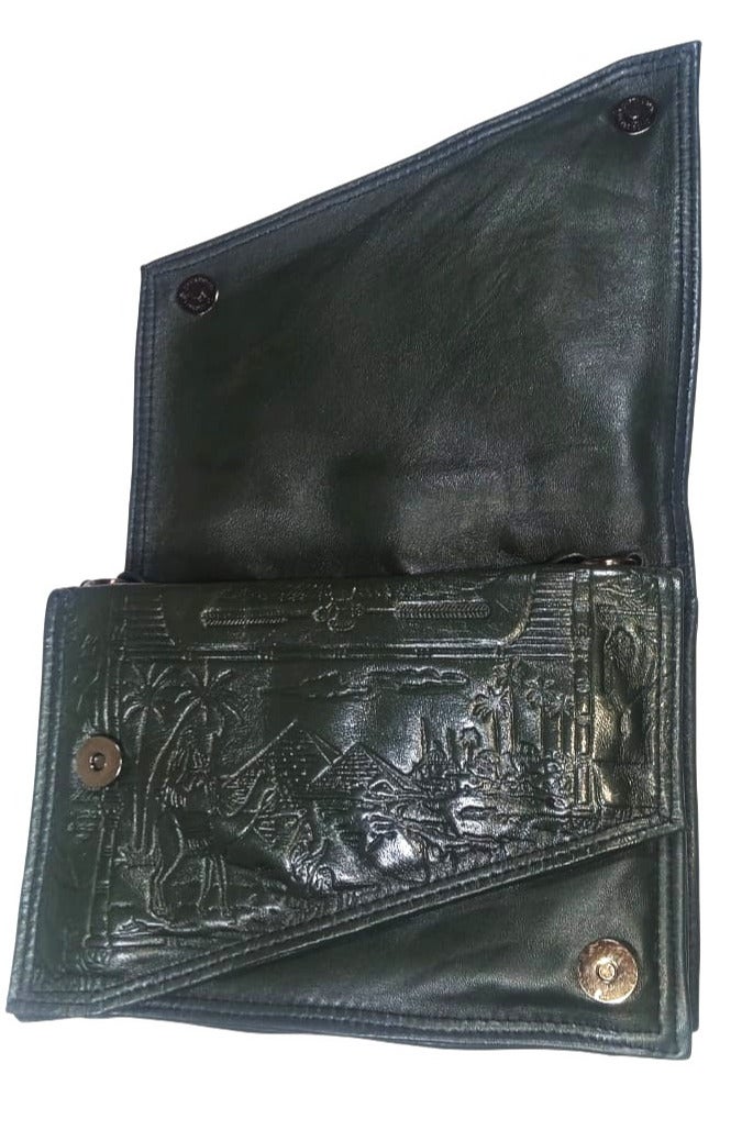 "Genuine Leather Women's Shoulder & Crossbody Bag with Bold Pharaonic Artwork  - Image 2