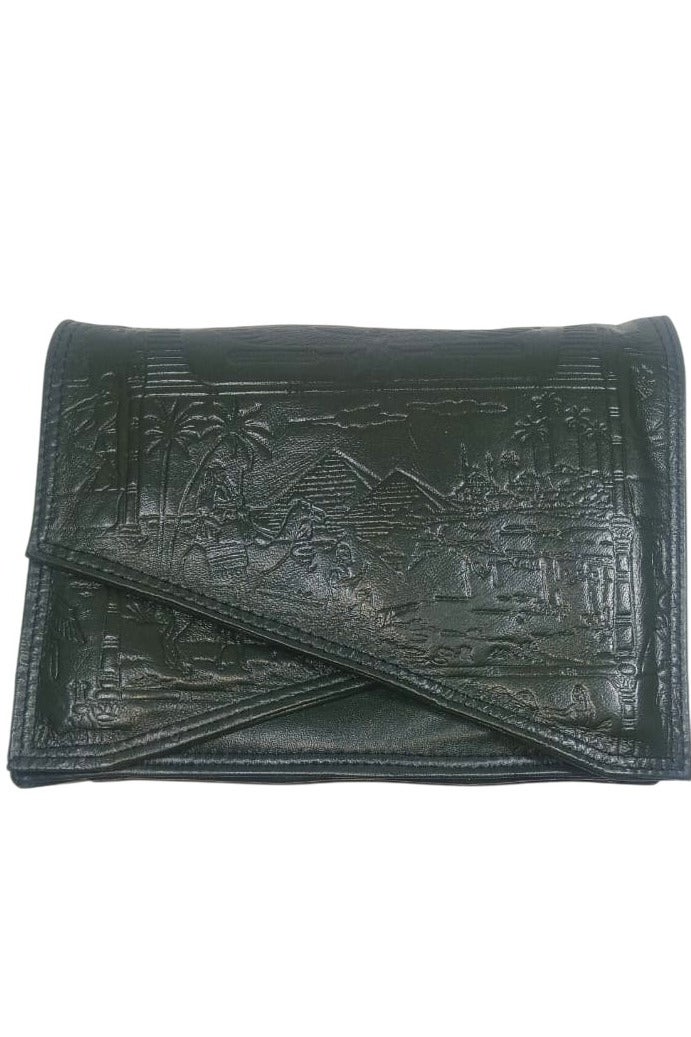 "Genuine Leather Women's Shoulder & Crossbody Bag with Bold Pharaonic Artwork  - Image 5
