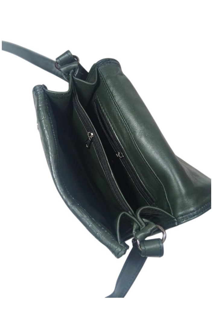 "Genuine Leather Women's Shoulder & Crossbody Bag with Bold Pharaonic Artwork  - Image 4