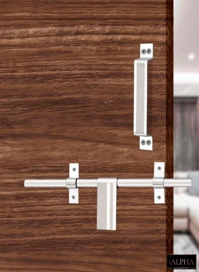 iALPHA® Stainless Steel Door Kit for Single Door/Door Hardware/Door Accessories (16Mm×10 Inch Al-Drop,8 Inch Latch, 7 Inch 2 Handles,7 Inch Tower Bolt and 4 Inch Door Stopper) Silver - Image 5