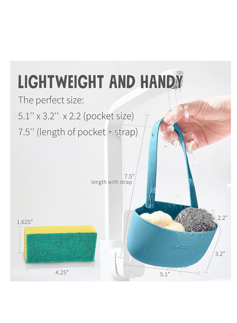 KASTWAVE  holders إسفنجة سيلكون 2 قطعة، سلة تعليق الحوض مصفاة لمغسلة المطبخ، حامل صابون لا حاجة للتثبيت حامل مغسلة المطبخ منظم لمغسلة المطبخ، أخضر وبرتقالي - Image 5