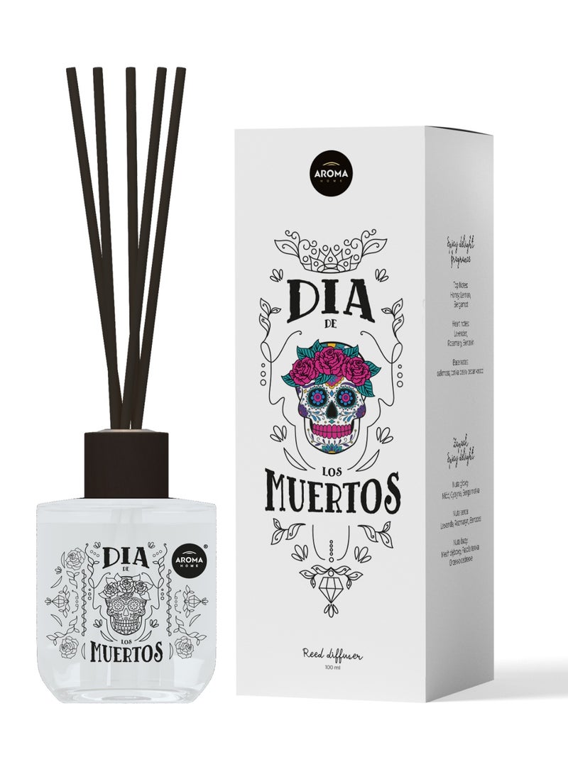 Aroma Home Dia de los Muertos Spicy delight Reed Diffuser, 100ml, Decorative Skull Design, 3-4 Weeks Duration, Made in Poland - Image 1