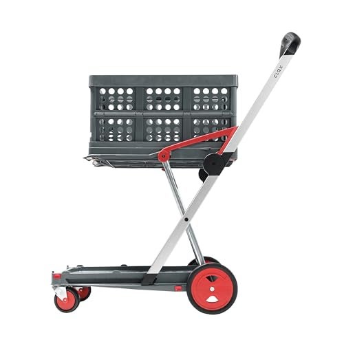 Clax CLAX The Original  Made in Germany  Multi use Functional Collapsible Carts  Mobile Folding Trolley  Shopping Cart with Storage Crate Red 