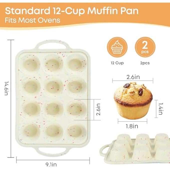 12Cup Silicone Muffin Pan Nonstick Cupcake Baking Tray With Handles Food Grade Silicone Muffin Tin For Baking Egg Bites  Cupcakes - Image 3