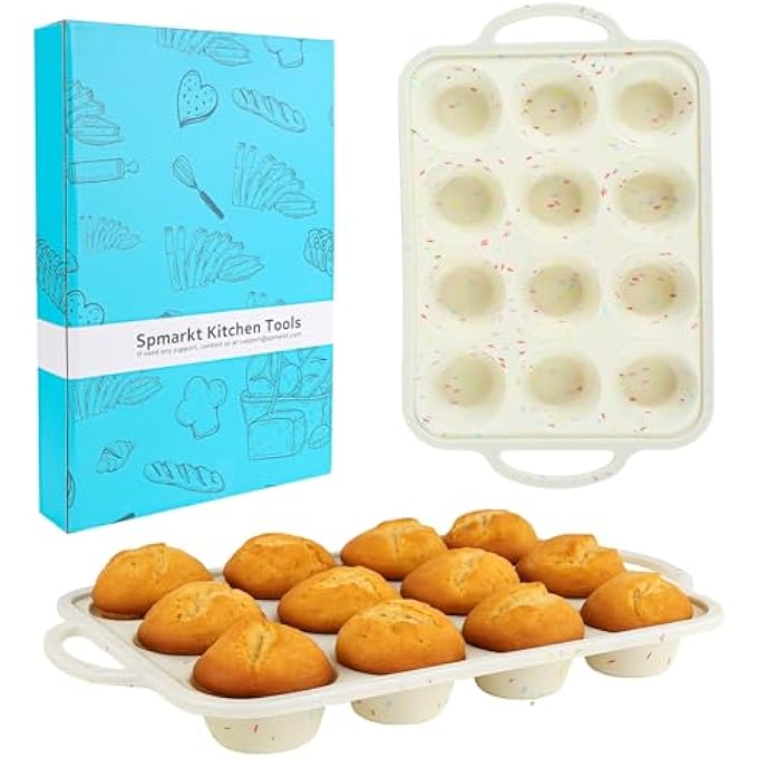 12Cup Silicone Muffin Pan Nonstick Cupcake Baking Tray With Handles Food Grade Silicone Muffin Tin For Baking Egg Bites  Cupcakes - Image 1