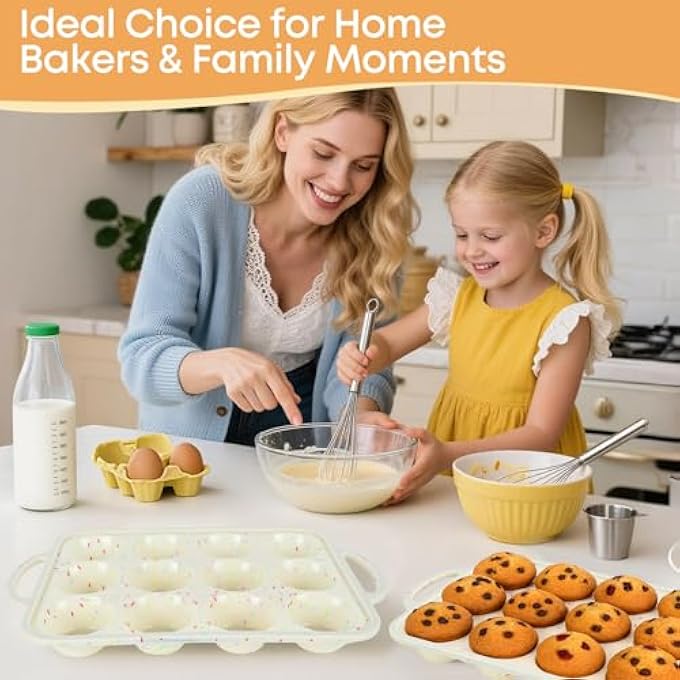 12Cup Silicone Muffin Pan Nonstick Cupcake Baking Tray With Handles Food Grade Silicone Muffin Tin For Baking Egg Bites  Cupcakes - Image 2