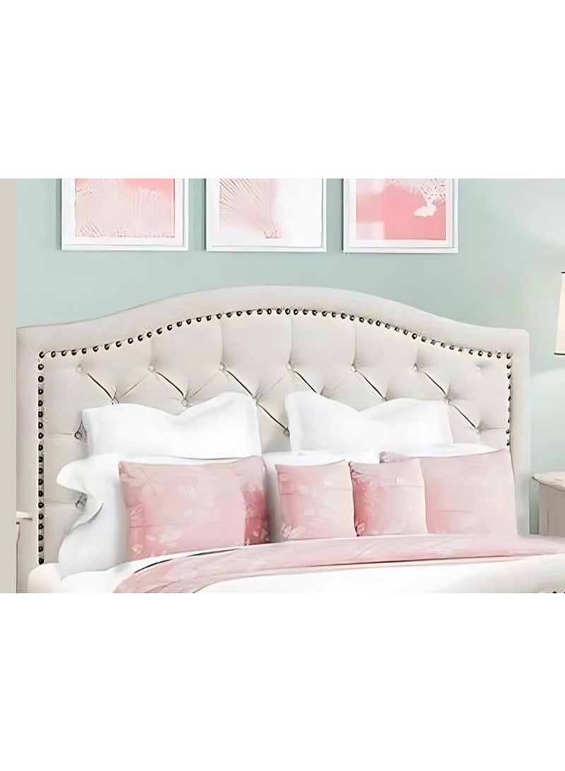 Lean|QUE Bed, Chanel Fabric, Size 150*200*140 cm Beige Color, From Modern Suite - Image 2