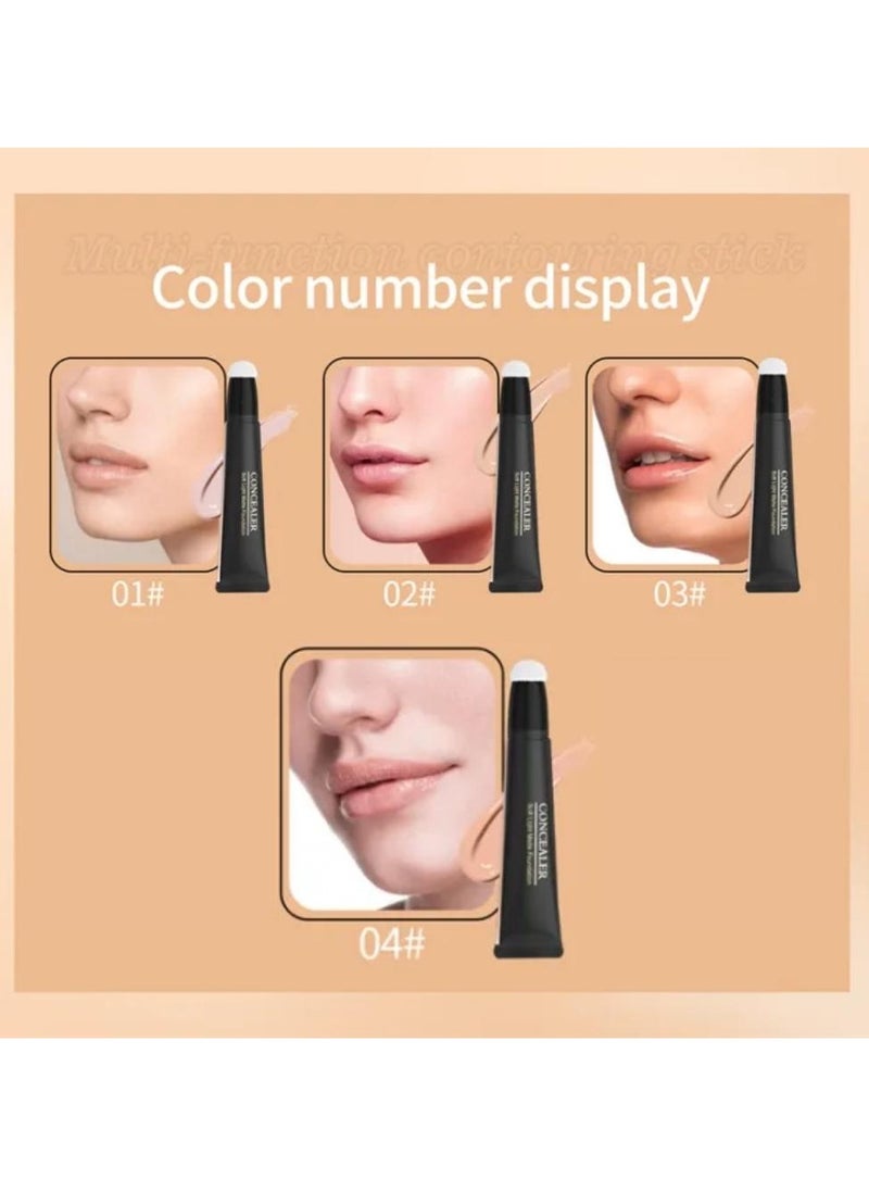 HelloKiss - Concealer Soft Light Matte Foundation Liquid Foundation Makeup Base with Cushion Applicator Natural Lightweight Soft Silky Smooth Creamy Concealer Normal to Oily Skin Instant Age Rewind Eraser 02 - Image 1