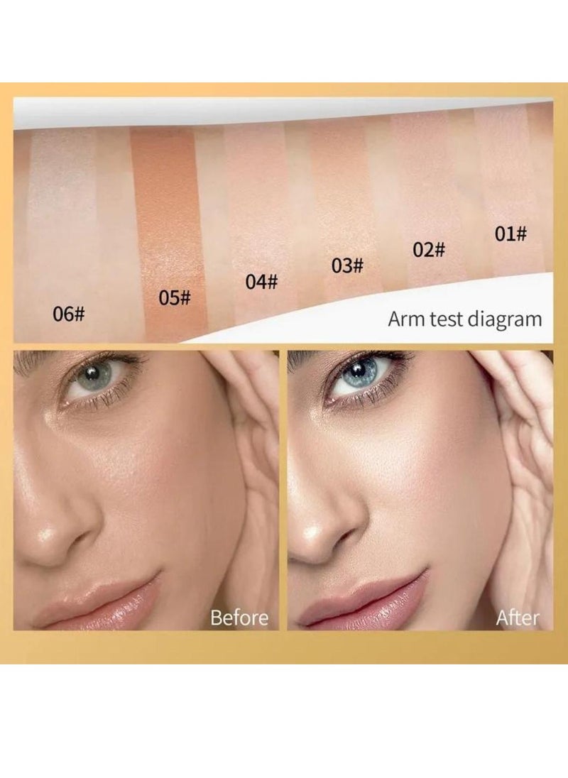 HelloKiss - Concealer Soft Light Matte Foundation Liquid Foundation Makeup Base with Cushion Applicator Natural Lightweight Soft Silky Smooth Creamy Concealer Normal to Oily Skin Instant Age Rewind Eraser 02 - Image 1