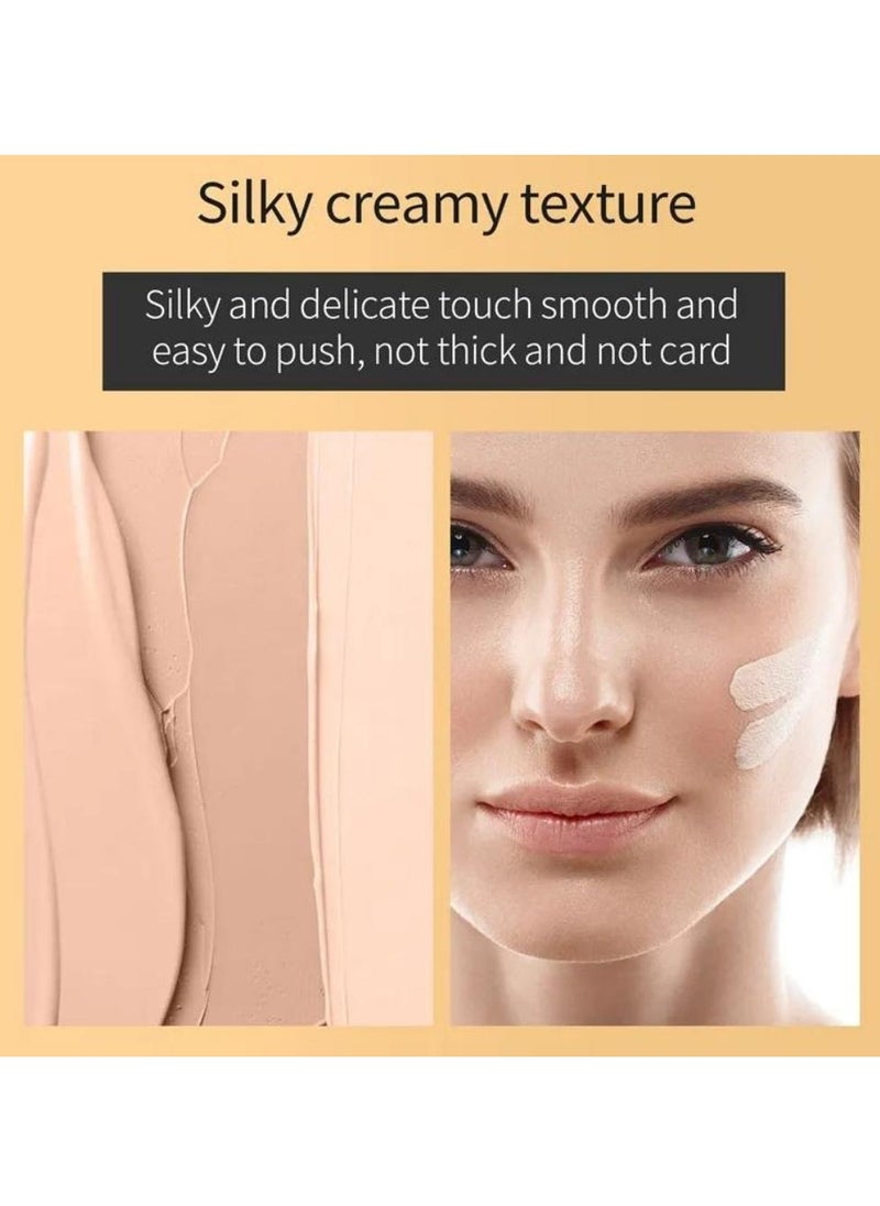 HelloKiss - Concealer Soft Light Matte Foundation Liquid Foundation Makeup Base with Cushion Applicator Natural Lightweight Soft Silky Smooth Creamy Concealer Normal to Oily Skin Instant Age Rewind Eraser 02 - Image 1