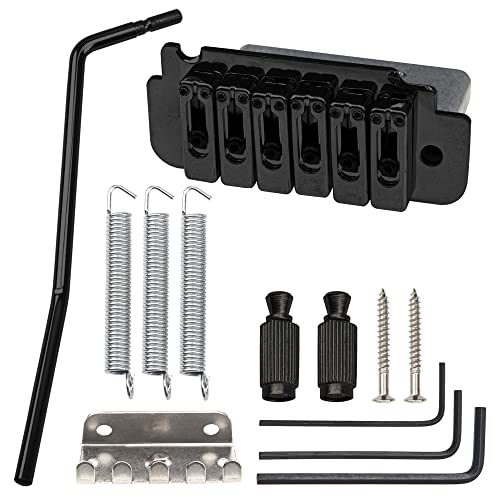 Yootones 1Set Yootones Guitar Tremolo Bridge 6 String Individual Saddle Compatible with Squier Fender Strat Style Electric Guitar Parts (Black) - Image 1