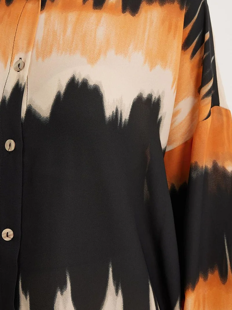 BIG DART BDART Oversized Abstract Weaving Long Sleeve Shirt with Button Closure