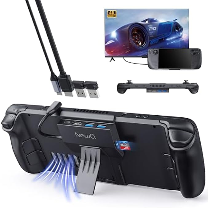 rayihni TRAVEL STEAM DECK DOCK FOR STEAM DECK/OLED, PORTABLE STAND DESIGN USB C HUB WITH TF CARD SLOT, HDMI 2.0 4K@60HZ DISPLAY, 2*USB-A 3.0, USB-C PD 100W MAX, STEAM DECK STAND BASE ACCESSORIES - Image 1