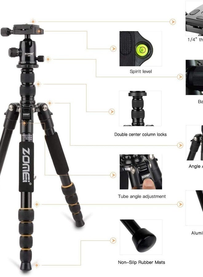 Zomei حامل كاميرا زومي 62" خفيف الوزن لحامل كاميرا DSLR مع رأس كروي وصينية إطلاق سريعة وحقيبة حمل (حامل ألومنيوم) - Image 4