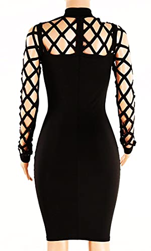 AMiERY Women's Hollow Out Cocktail Clubwear Bandage Evening Party Bodycon Dress Black M - Image 4