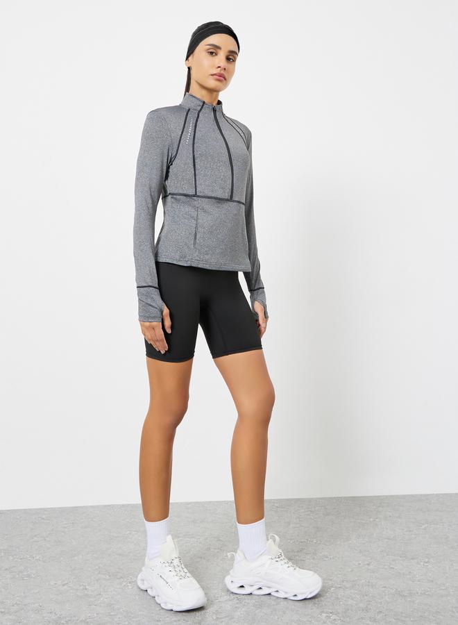 Styli Active Reflective Dot and Pocket Detail Contrast Stitch Top - Image 2
