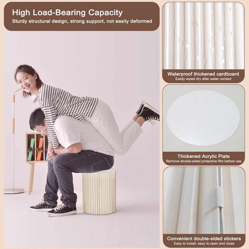 OYKSHDF 4Pack Cylinder Stands for Party, Foldable Cardboard Columns with 4 Clear Round Top Plates, Cake Display Pedestal Stand for Wedding Banquet Vendor Events Decorative - Image 4