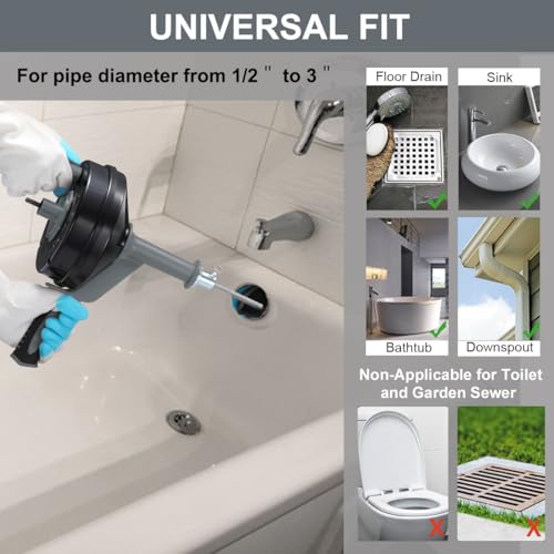 BACEYIOU Drain Auger, Clog Remover with Drill Adapter, 25 Feet Flexible Plumbing Snake Use Manually or Powered for Kitchen,Bathrom and Shower Sink, Comes with Gloves(Gray) - Image 3