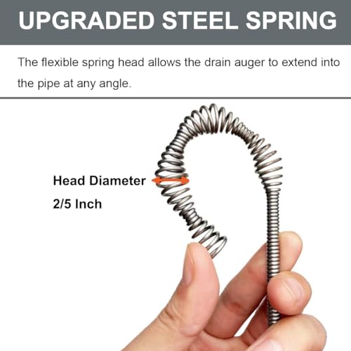 BACEYIOU Drain Auger, Clog Remover with Drill Adapter, 25 Feet Flexible Plumbing Snake Use Manually or Powered for Kitchen,Bathrom and Shower Sink, Comes with Gloves(Gray) - Image 5