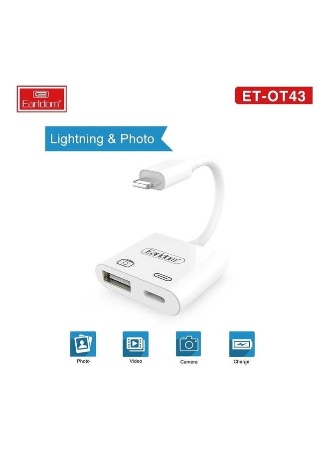 NIBEMINENT - Plug and Play Lightning to OTG Charging Adapter White - Image 1