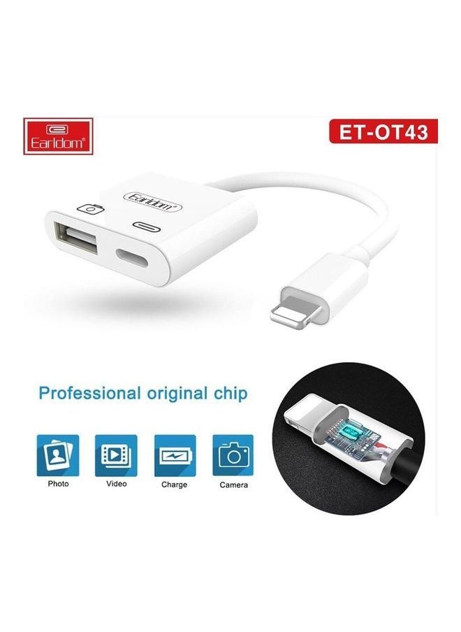 NIBEMINENT - Plug and Play Lightning to OTG Charging Adapter White - Image 1