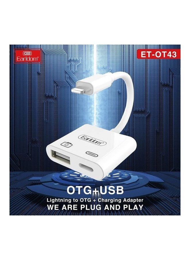 NIBEMINENT - Plug and Play Lightning to OTG Charging Adapter White - Image 1