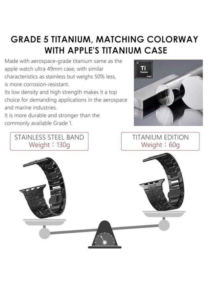 ELTRAZONE Premium Steel Band for Apple Watch Ultra 49mm, 45mm, 44mm, 42mm | Adjustable Metal Strap with Secure Folding Clasp | Compatible with Apple Watch Series 8 7 6 SE 5 4 3 2 1 | Sleek Black Design for Men | Durable & Stylish Replacement Band - Image 2