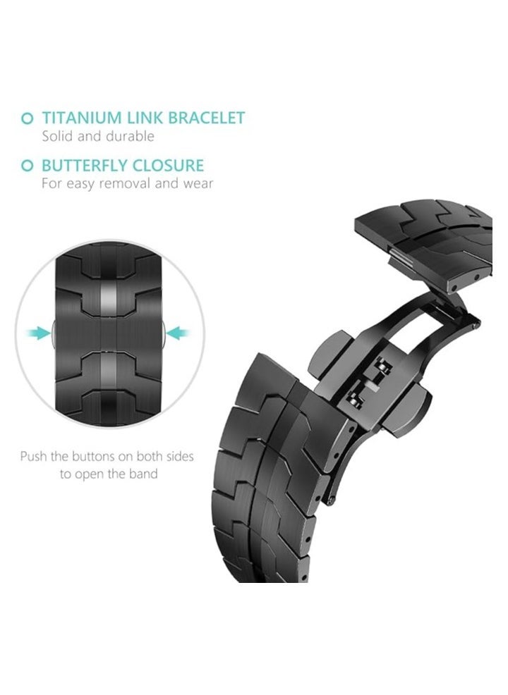 ELTRAZONE Premium Steel Band for Apple Watch Ultra 49mm, 45mm, 44mm, 42mm | Adjustable Metal Strap with Secure Folding Clasp | Compatible with Apple Watch Series 8 7 6 SE 5 4 3 2 1 | Sleek Black Design for Men | Durable & Stylish Replacement Band - Image 3