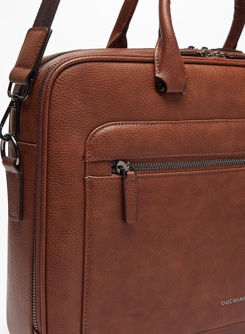 دوتشيني Solid Laptop Bag with Zip Closure