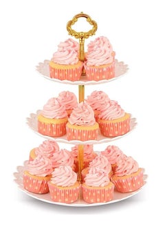Generic Large 3-Tier Cupcake Stand 10.9Inch Plastic Serving Tray for Wedding Birthday Baby Shower Summer Autumn Party  - Image 1