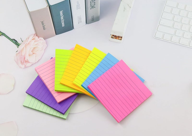 YEECOK 8 Pads Lined Sticky Notes 4x4 in Post, 8 Colors Self Sticky Notes Pad Its, Bright Stickies Colorful Big Square Sticky Notes for Office, Home, School, Meeting, 50 Sheets/Pad - Image 4