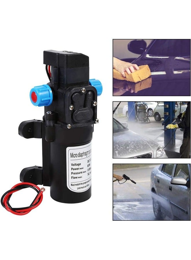 مضخة مياه ذاتية التحضير، مضخة مياه عالية الضغط 12 فولت تيار مستمر، مضخة غشاء ضغط المياه، معدل تدفق 5 لتر/دقيقة، للسيارات الترفيهية، والقوافل، والتخييم، والقوارب، والحدائق، والعشب، وغسيل السيارات - Image 5