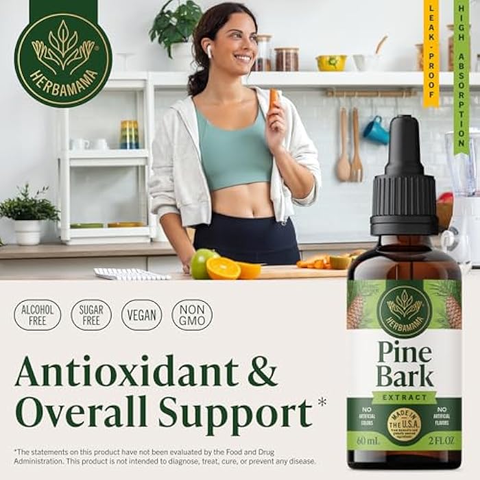 HERBAMAMA Pine Bark Tincture - Vegan Antioxidant Support & Overall Well-Being with French Maritime Pine Bark Extract Drops - Non-GMO, Alcohol & Sugar-Free Pinus Pinaster Supplement, 84-Day Supply - Image 2