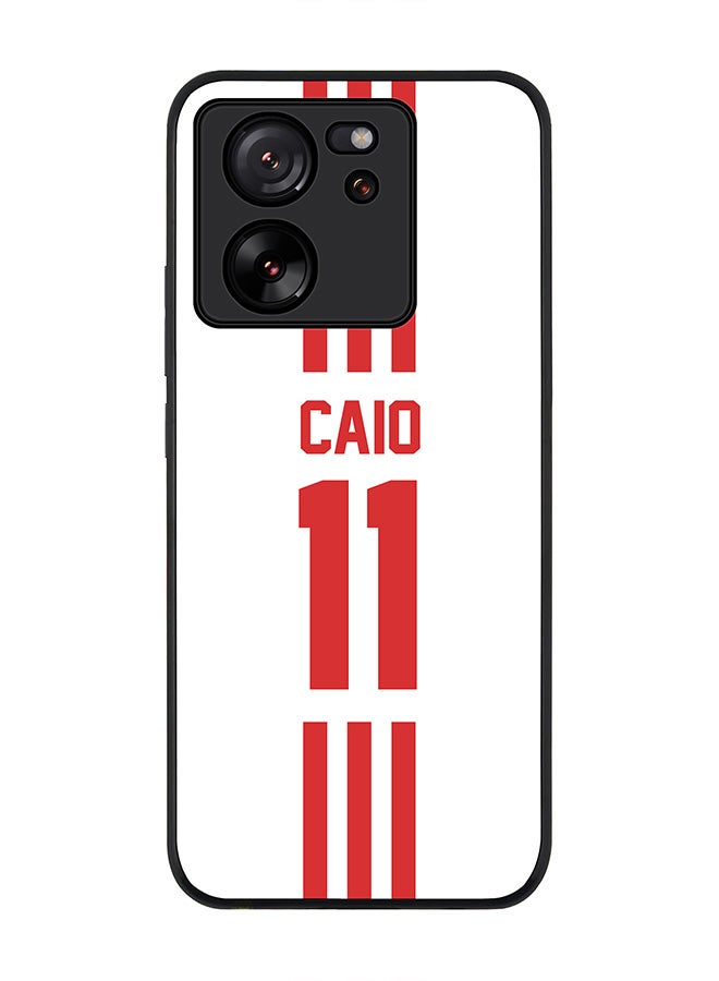 Stylizedd Rugged Black Edge case for Xiaomi 13T / Xiaomi 13T Pro, Slim fit Soft Flexible Rubber Edges Anti Drop Cover - Football Team - UAE, Player Name - Caio - Image 1