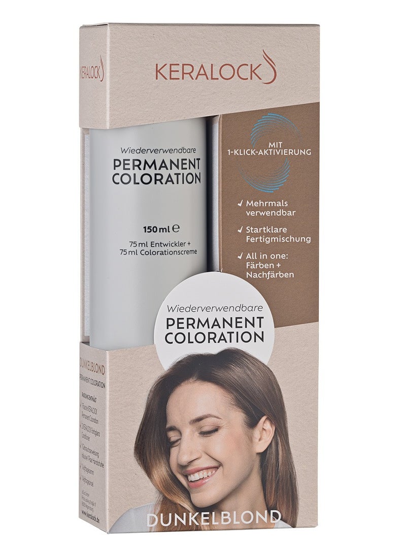 Keralock Permanent Hair Color - 150ml, No Premix Needed, Reusable for Up to 4 Months - All-in-One Dye with Conditioner & Brush (Dark Blonde, 150ml) - Image 1